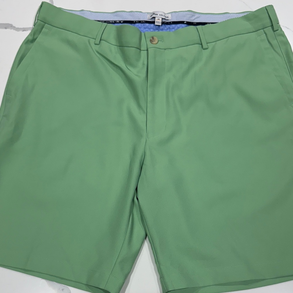 Peter Millar Light Green Flat Front Shorts